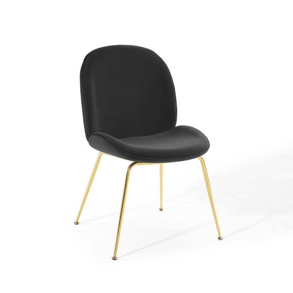 Modway Furniture Scoop Gold Stainless Steel Leg Performance Velvet Dining chair - Black EEI-3548-BLK